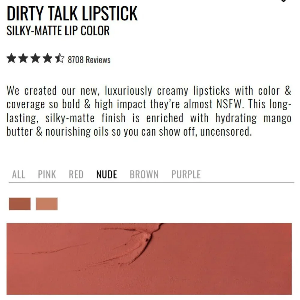 IL MAKIAGE Dirty Talk Silky-Matte Lip Color Lipstick in Shade ELWA Nude NWT Gift